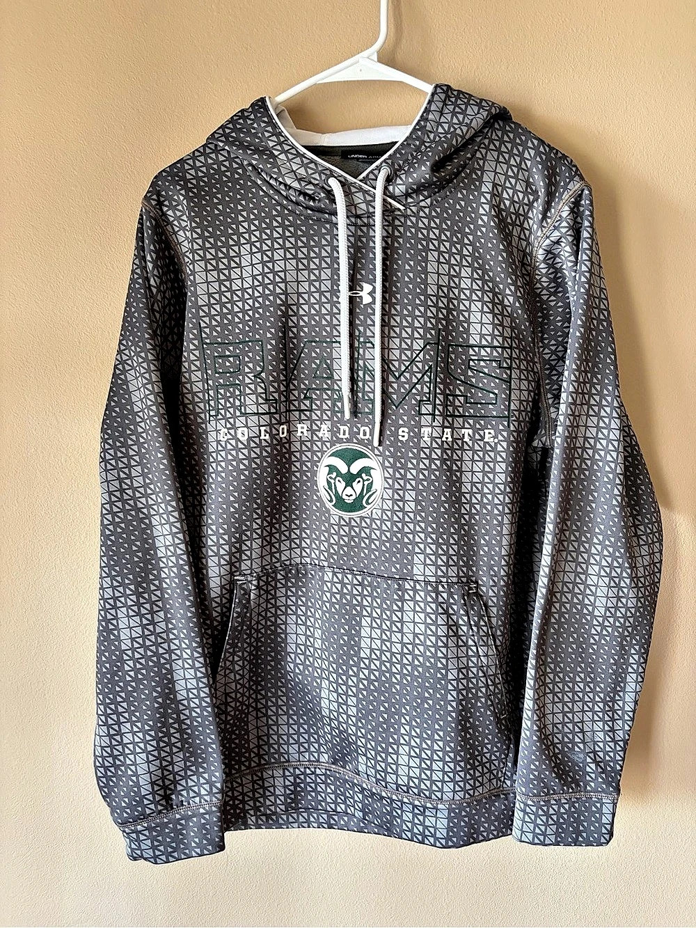 Under Armour Men's Geometric Performance Hoodie Gray & Green, Small Loose Fit